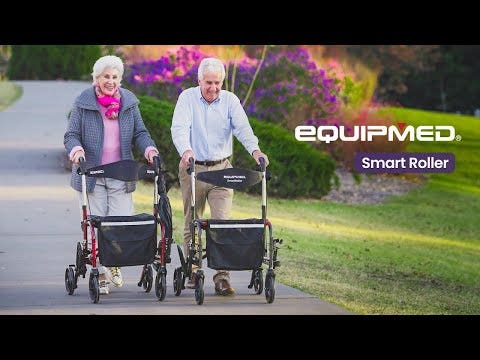 EQUIPMED SmartRoller 2-in-1 Aluminium Rollator and Transit Wheelchair - Titanium