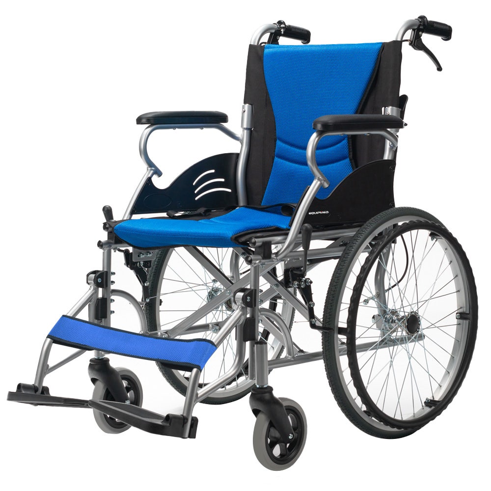 EQUIPMED SmartLine 20" 100kg Capacity Light-Weight Quick-Folding Wheelchair - Blue