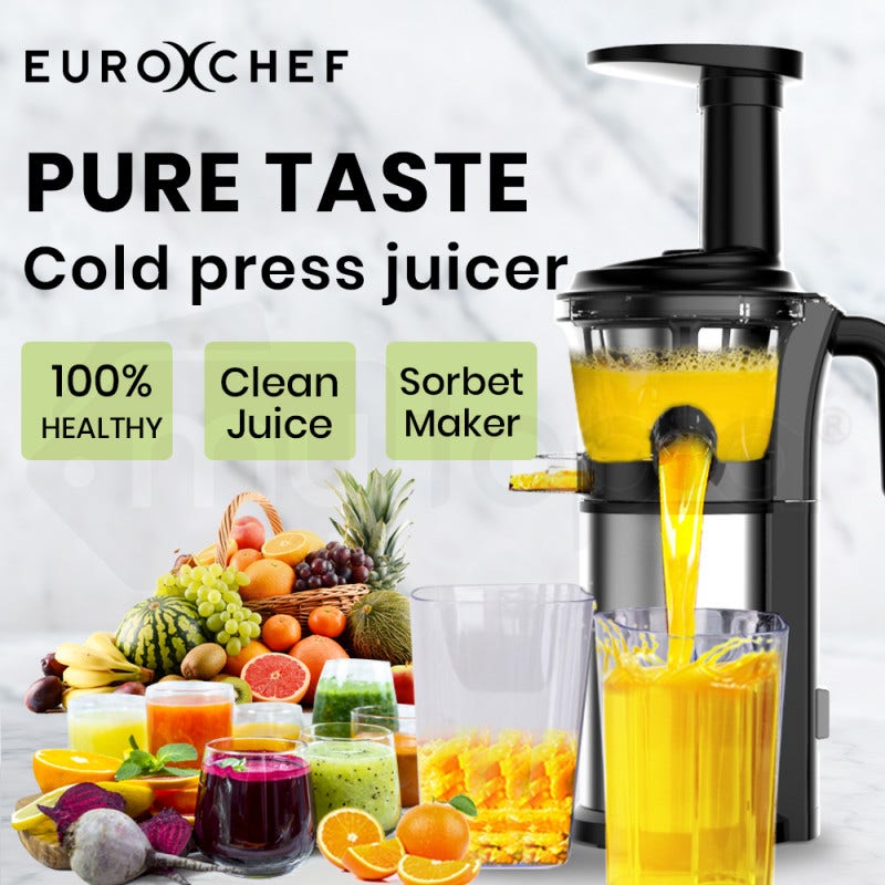 EUROCHEF Cold Press Slow Juicer with Sorbet function, Whole Fruit Chute