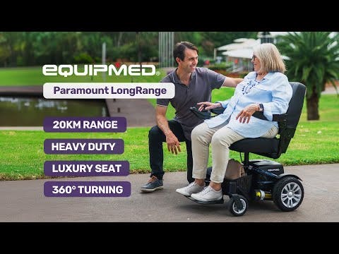 EQUIPMED Heavy Duty Electric Wheelchair, Up to 20km Range, Ultra-Comfortable, Great Turning Circle, Safe Stable Non-Slip Anti-Roll Back Power Chair, Blue