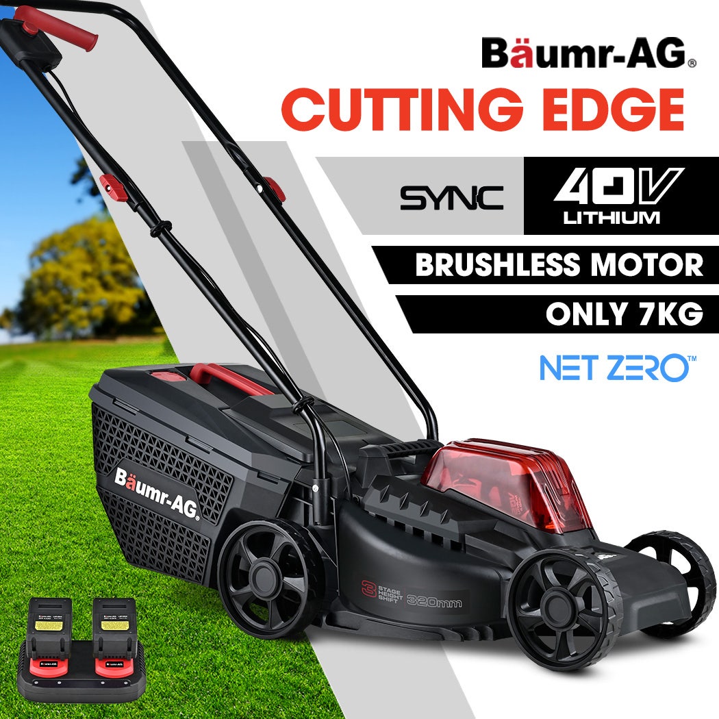 PRE-ORDER BAUMR-AG 450CX 40V SYNC Cordless Lawn Mower Kit, Fast Charger, 2 x 4Ah Battery, 320mm Grass Cutting Path