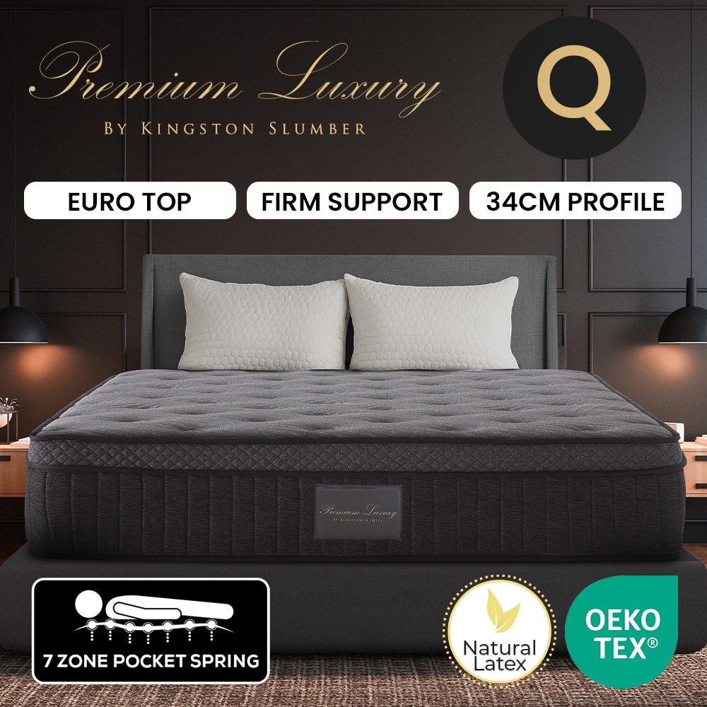 KINGSTON SLUMBER Premium Luxury Firm Queen Mattress, Firm, Natural Latex Layer, Euro Top, 7-Zone Pocket Spring