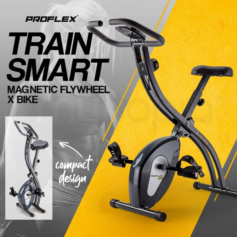 PROFLEX Folding Magnetic Exercise X-Bike - Bicycle Cycling Flywheel Fitness