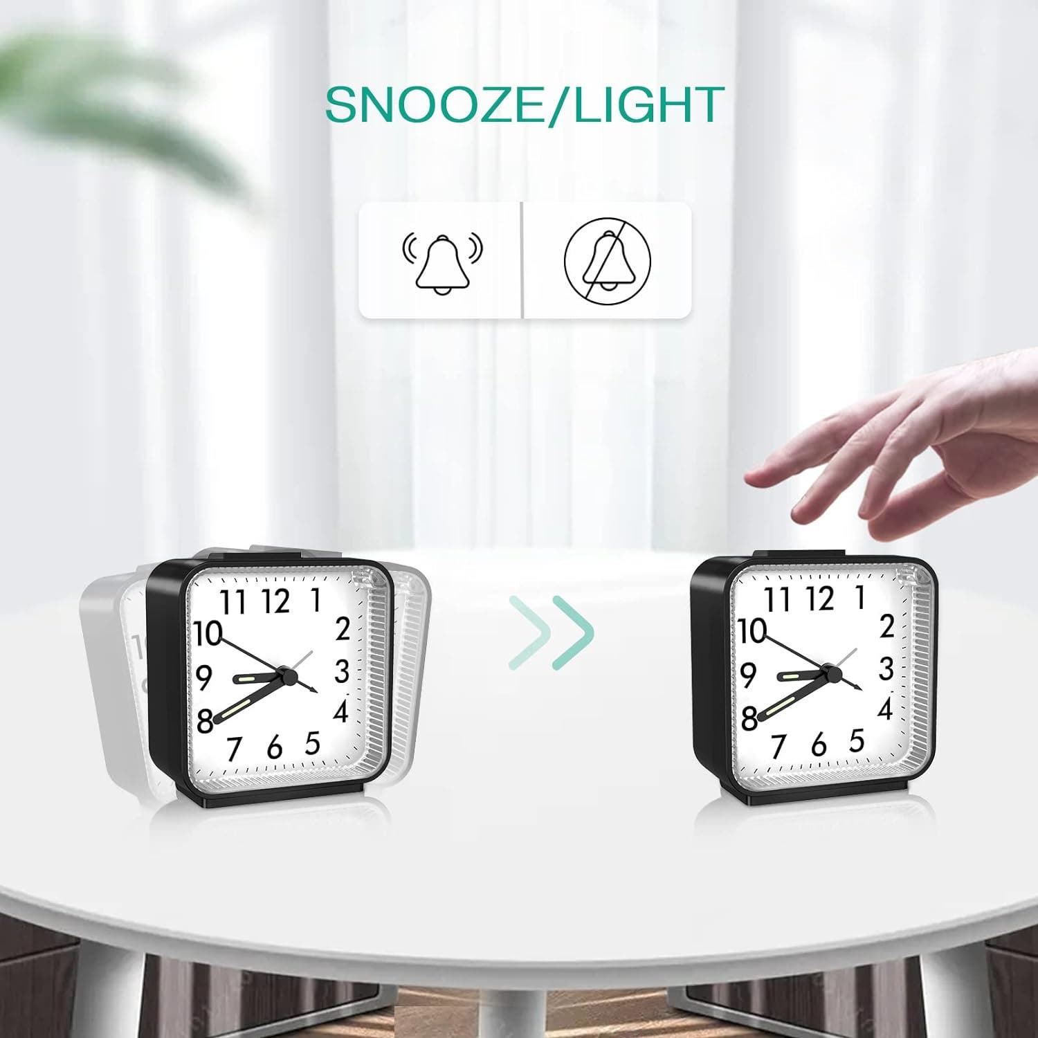 Carla Home Vikus Non-ticking Silent Small Battery Operated Analogue Alarm Clock - Black