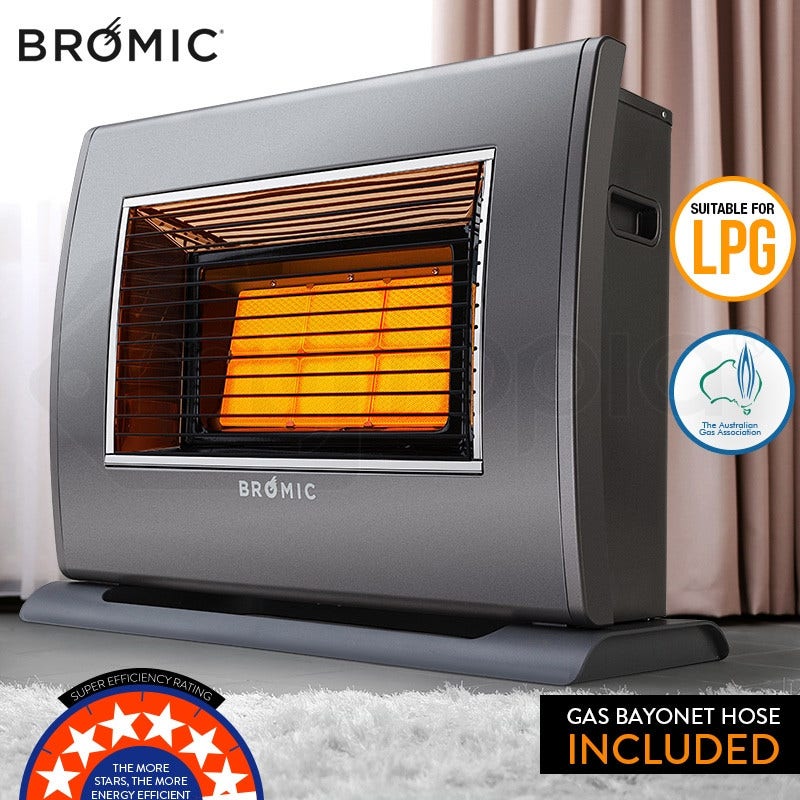 BROMIC Supaheat II LPG Indoor Gas Heater Room Floor Portable Flueless Radiant