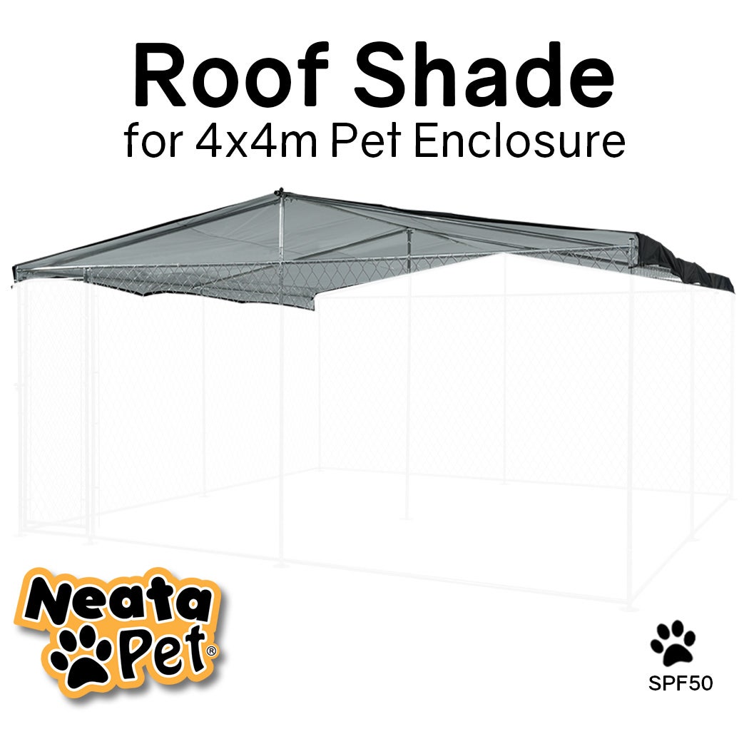NEATAPET Shade Roof for 4x4m Dog Run Pet Enclosure, UV & Water Resistant, Black