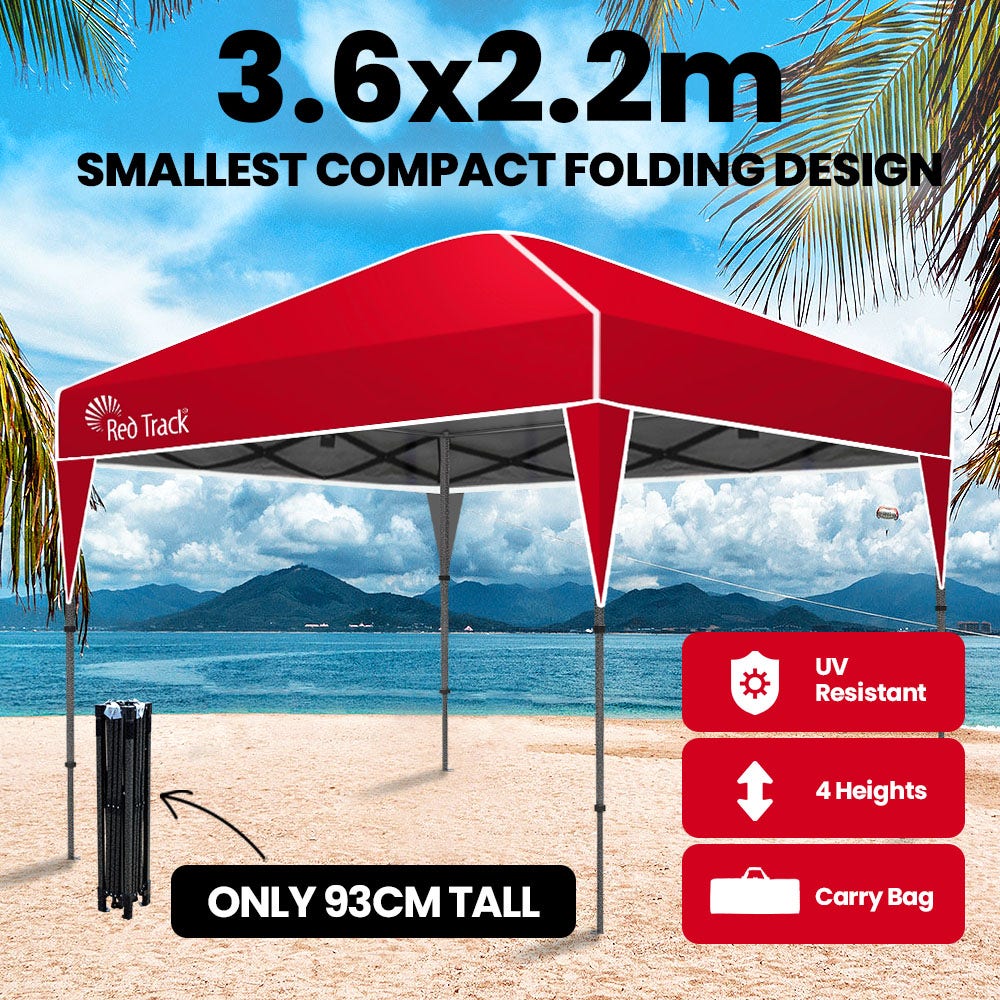 RED TRACK 3.6x2.2m Ultra Compact Folding Gazebo, Carry bag, Portable Outdoor Popup Marquee for Camping Beach