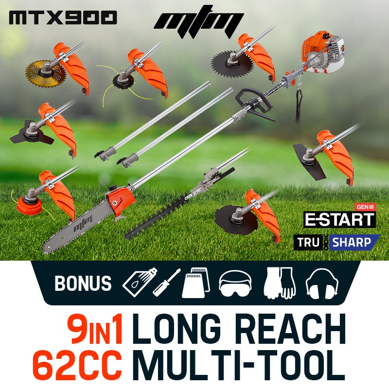 MTM 62CC Pole Chainsaw Hedge Trimmer Saw Brush Cutter Whipper Snipper Multi Tool