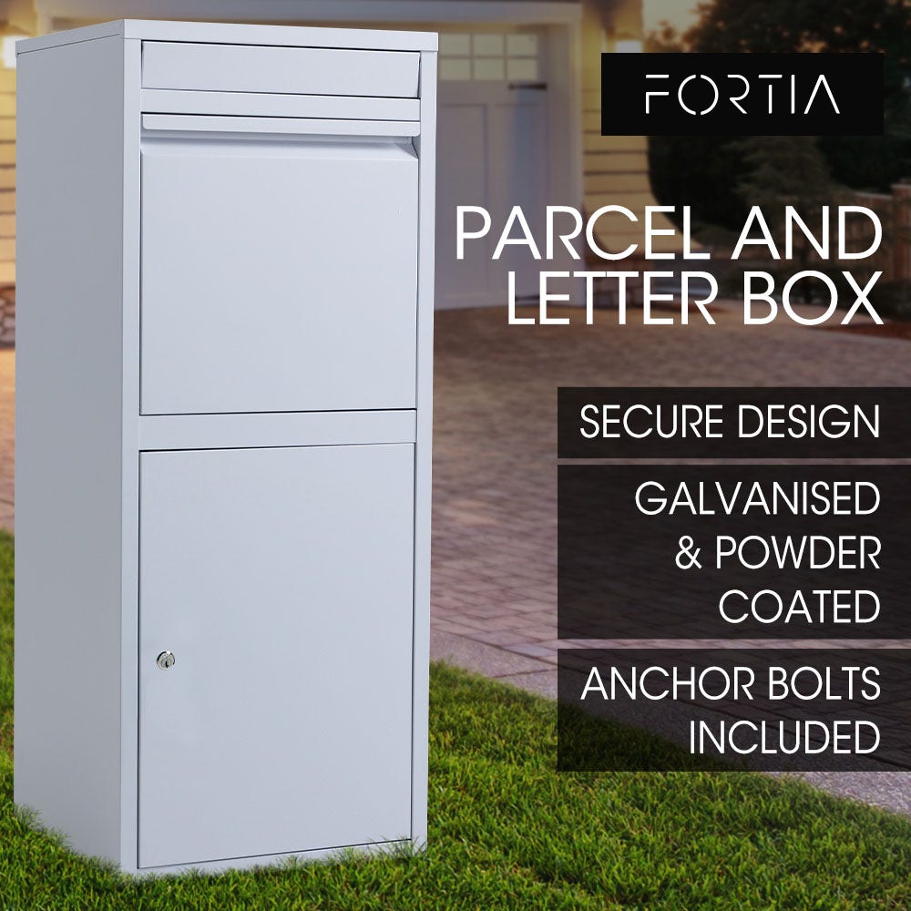PRE-ORDER FORTIA Freestanding Parcel Post Box Letterbox, Letter Slot, Light Grey