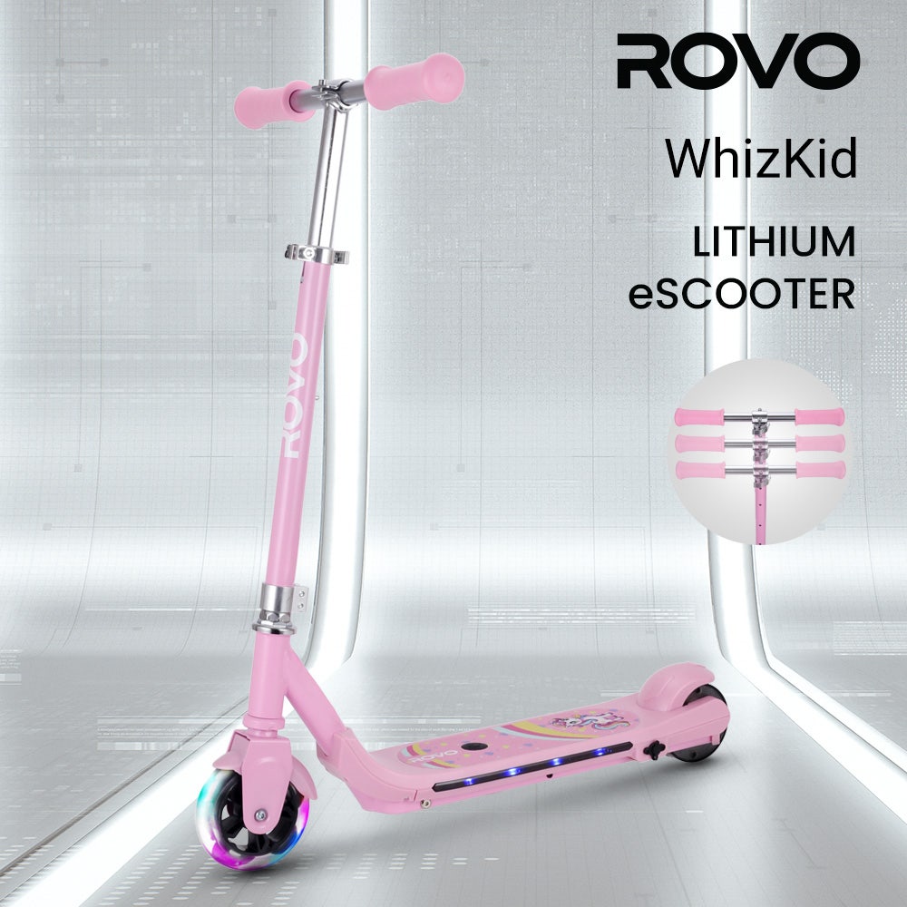 ROVO KIDS WhizKid Electric Scooter, Ages 5-11, Adjustable Height, Lithium Battery, Brushless Motor, Pink