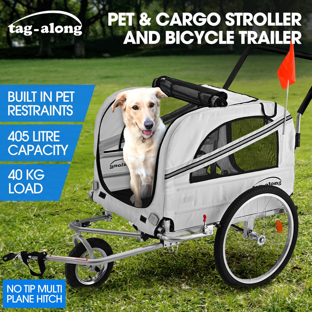 TAG-ALONG Pet & Cargo Jogger Bike Trailer, Pull Behind Bicycle Trailer Carrier Stroller, Grey
