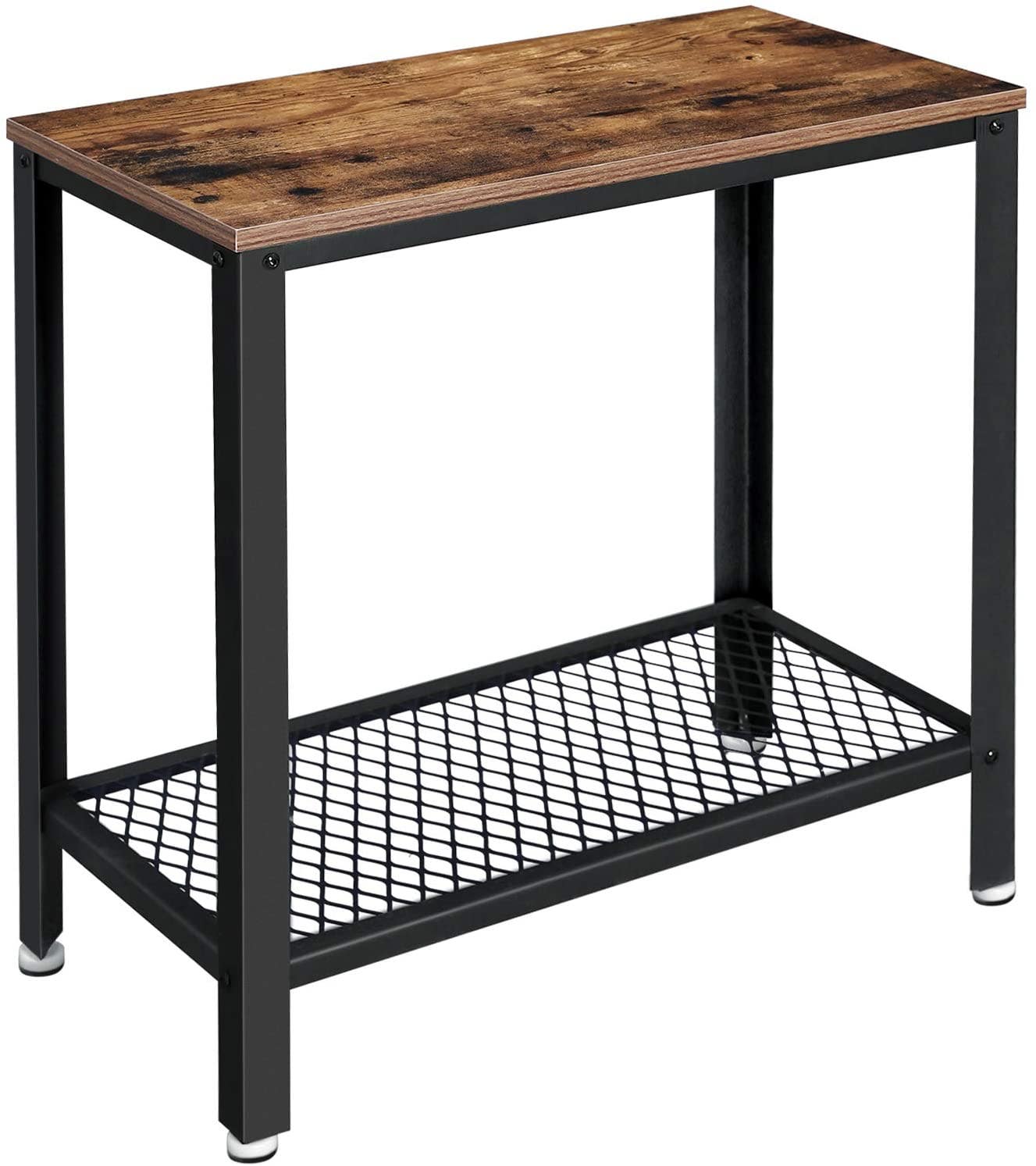 Carla Home Vikus 2-Tier Metal Frame Industrial Design Side Table - Rustic Brown