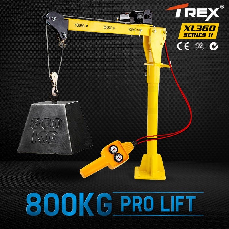 T-REX 800kg Electric Hoist Winch Crane 12V 360 Degree Engine Car Truck Lift NEW
