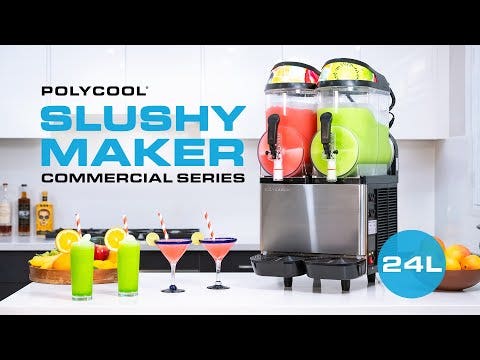 POLYCOOL 24L Double Tank Commercial Slush Machine, Quality Donper Compressor, Frozen Slushy Maker