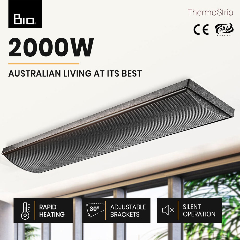 BIO 2000W Outdoor Strip Heater Electric Radiant Slimline Panel Heat Bar