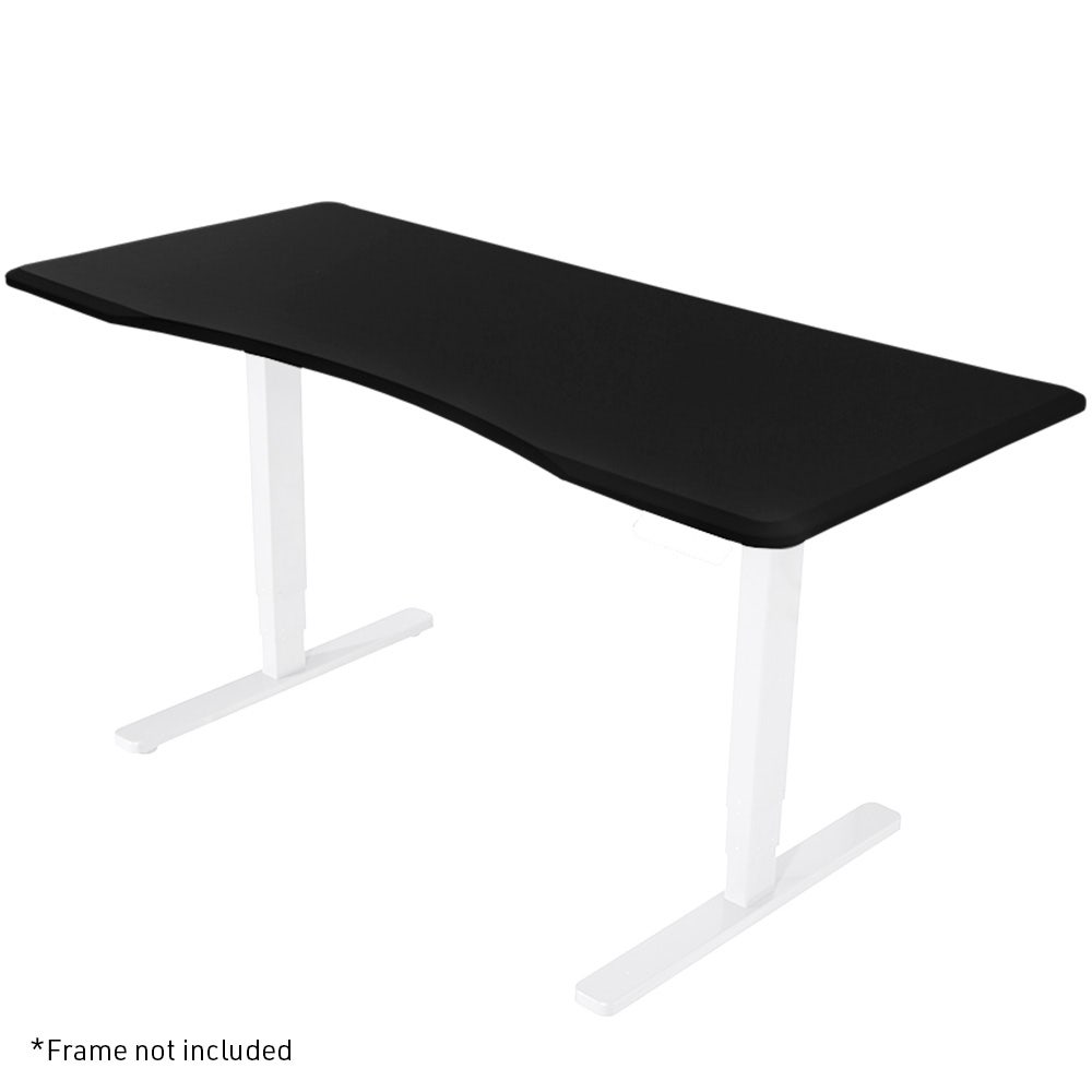 FORTIA 160x70cm Desktop, for a Height Adjustable Desk, Arched Front Design, Premium MDF, Black