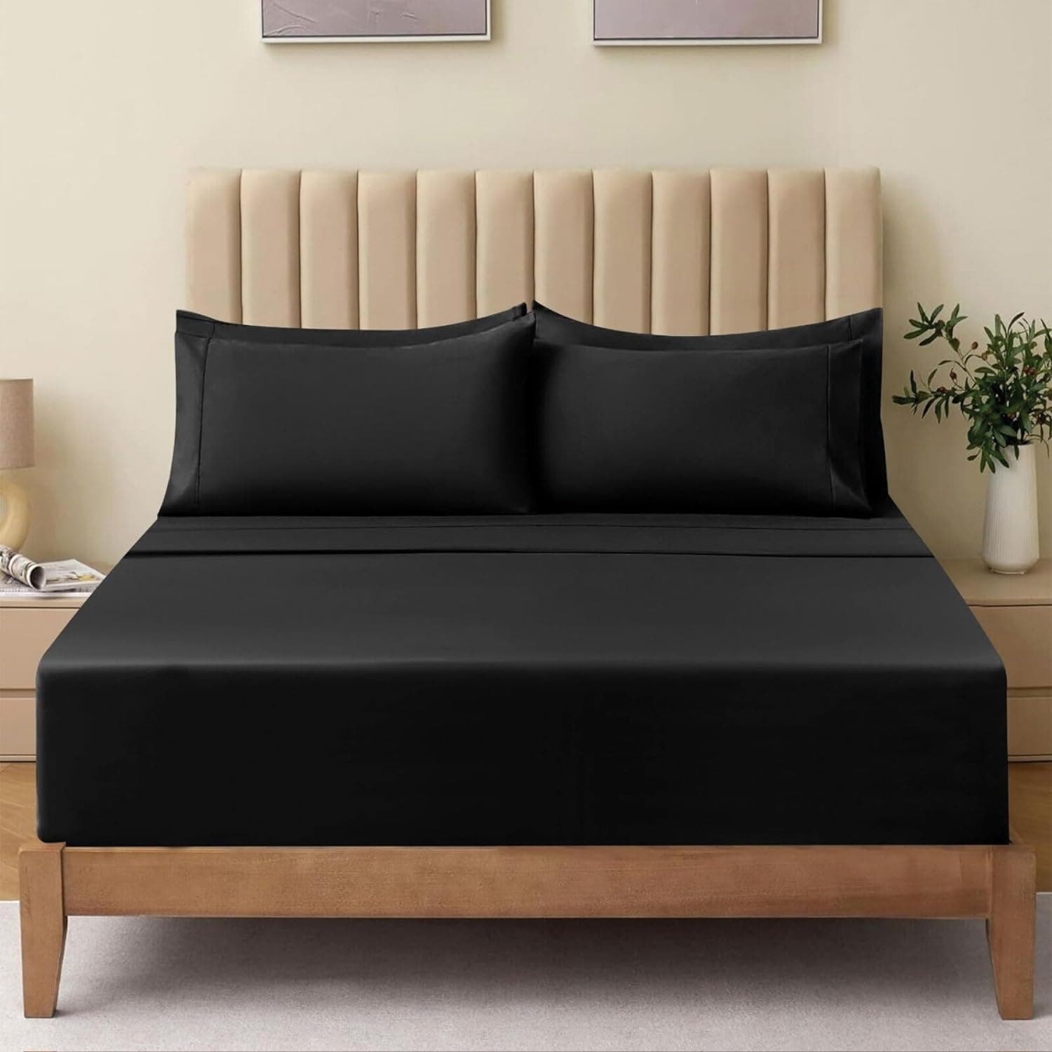 Carla Home Vikus 2000TC 3Pc Ultra Soft Hotel Comfort King Sheet Set - Black