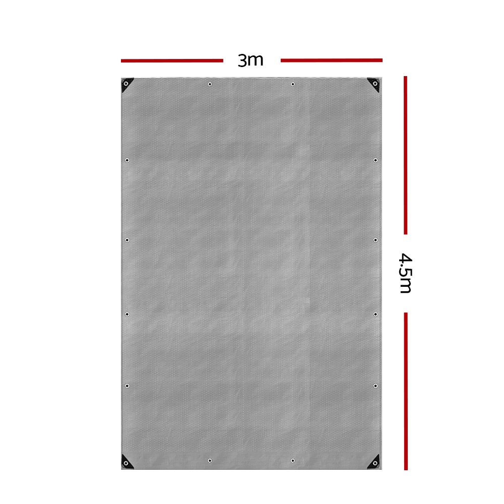 Instahut 3x4.5m Tarp Camping Tarps Poly Tarpaulin Heavy Duty Cover 180gsm Silver