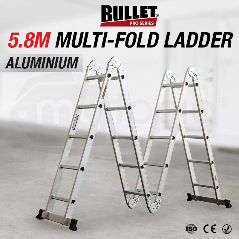 5.8m BULLET Multipurpose Ladder Aluminium Extension Folding Adjustable Step