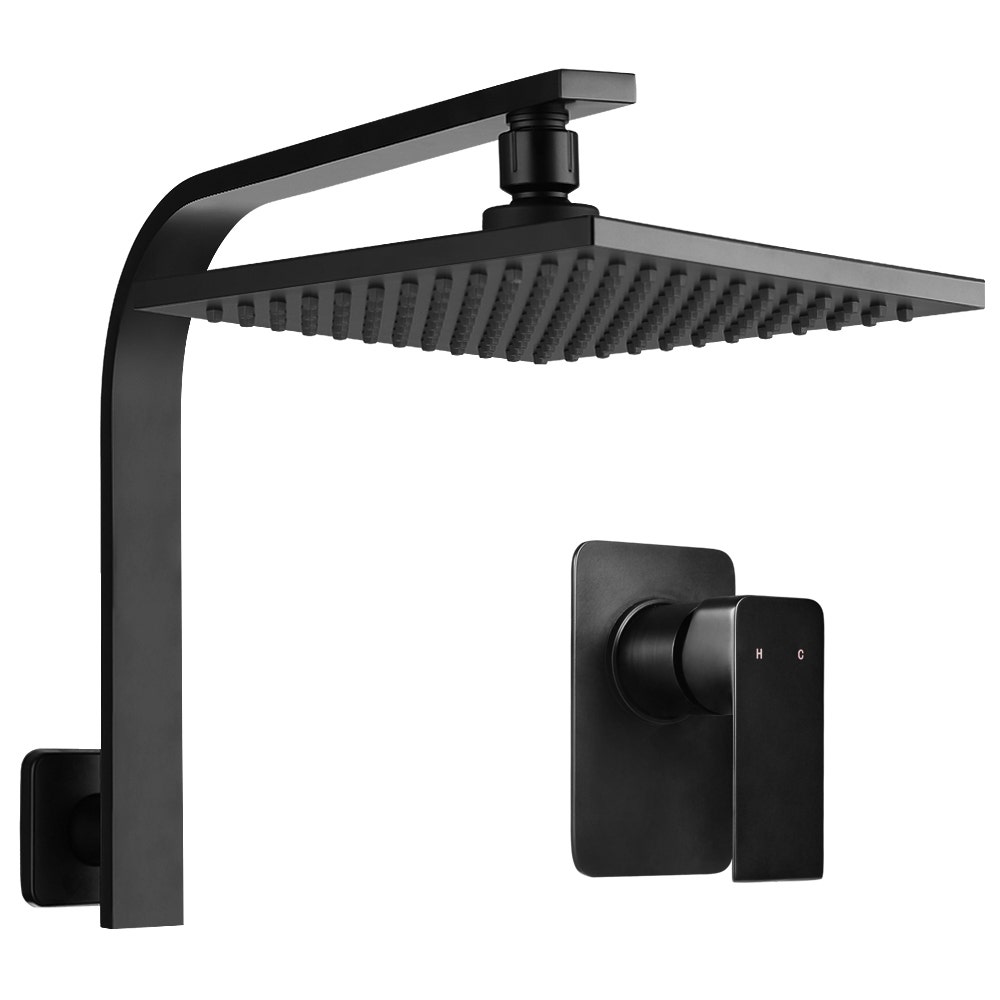Cefito WELS 8'' Rain Shower Head Mixer Square High Pressure Wall Arm DIY Black