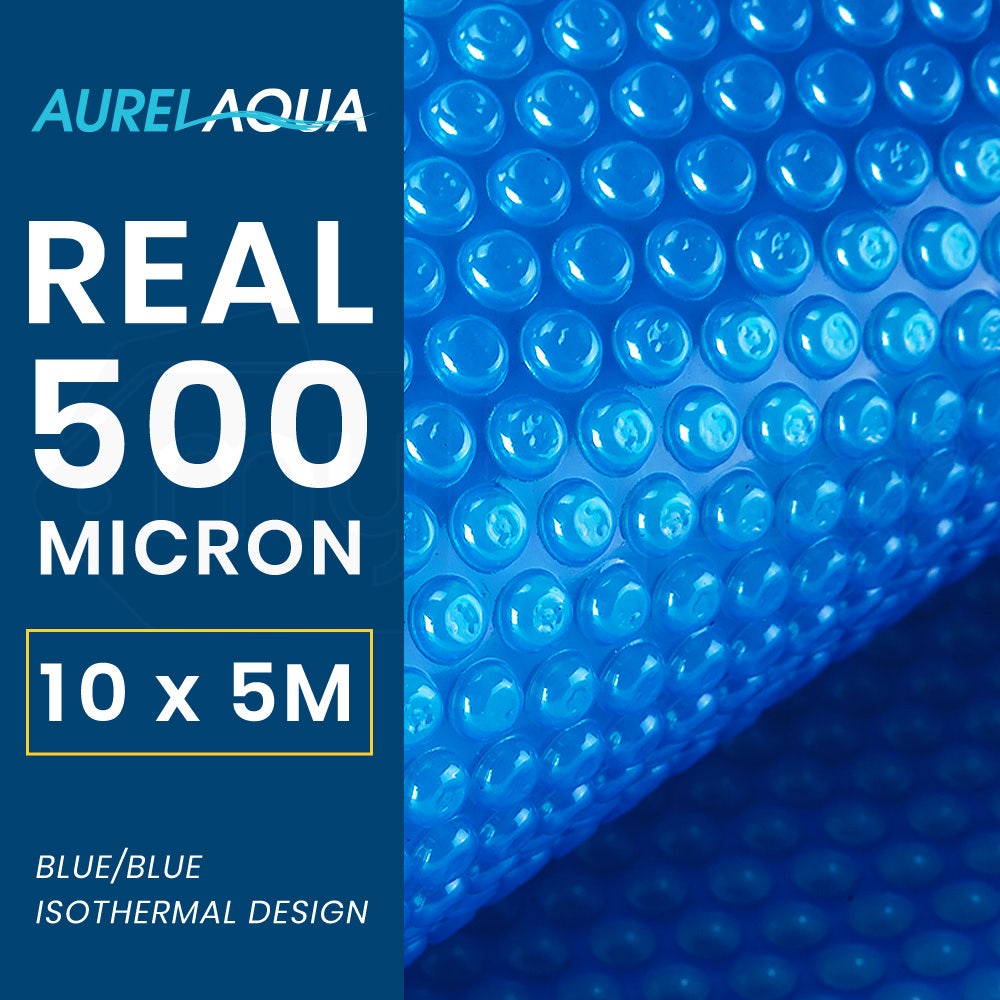 AURELAQUA 500 Micron 10x5m Solar Thermal Blanket Swimming Pool Cover, Blue