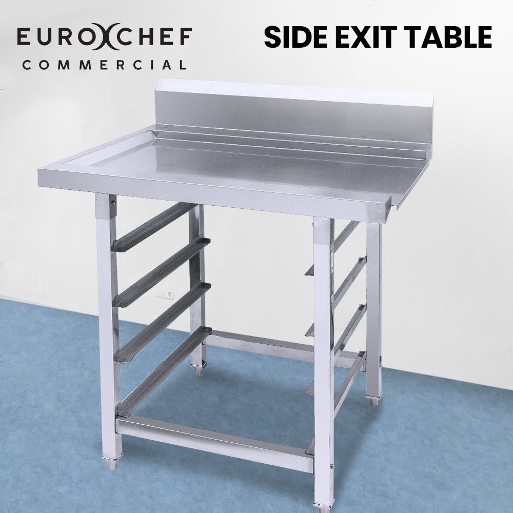 EUROCHEF Left Side Exit Table for Commercial Dishwasher, Stainless Steel for Restaurant, Cafe, Kitchen