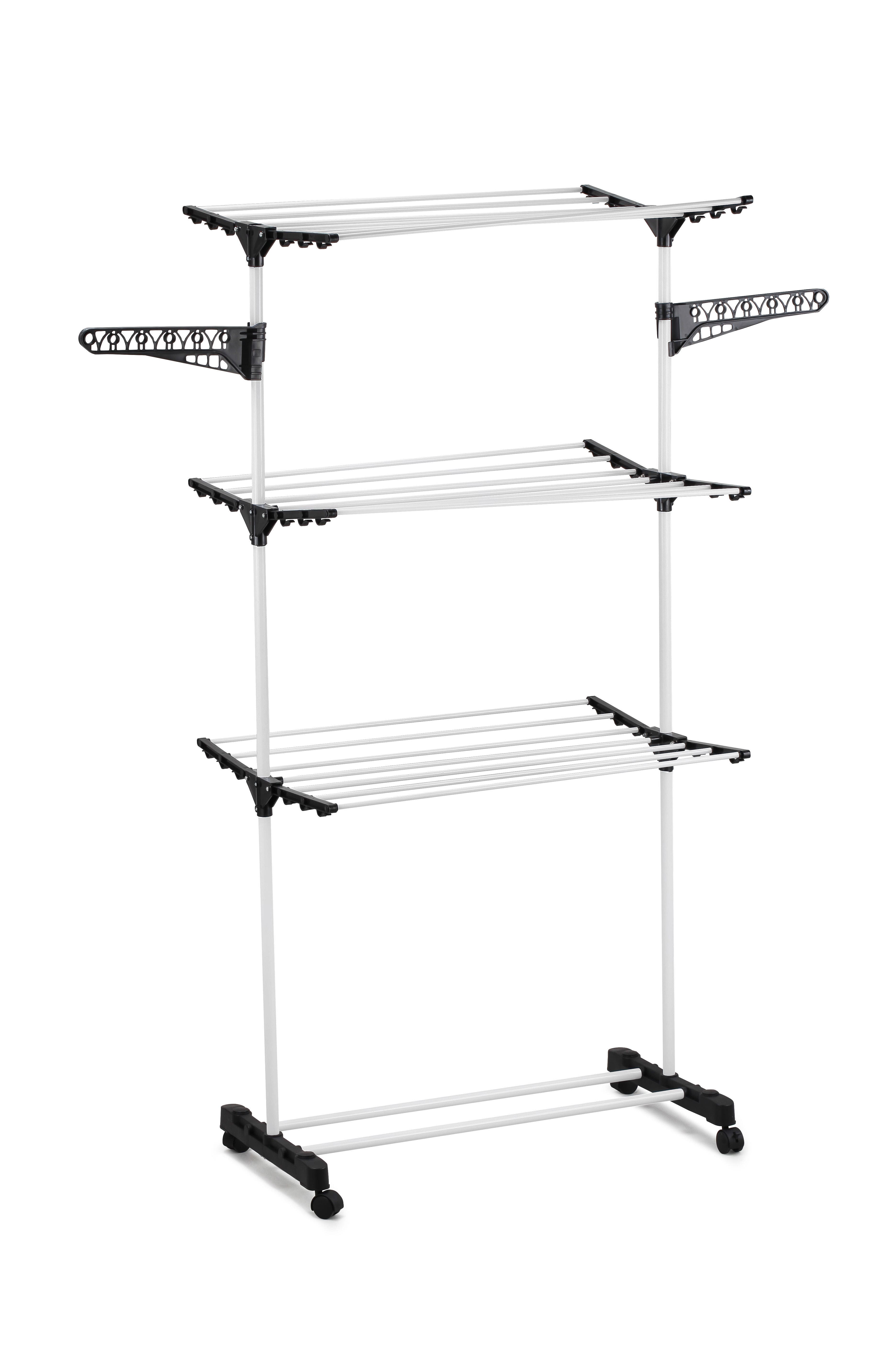 CARLA HOME 3-Tier Stainless Steel Tube Folding Laundry Drying Rack - White