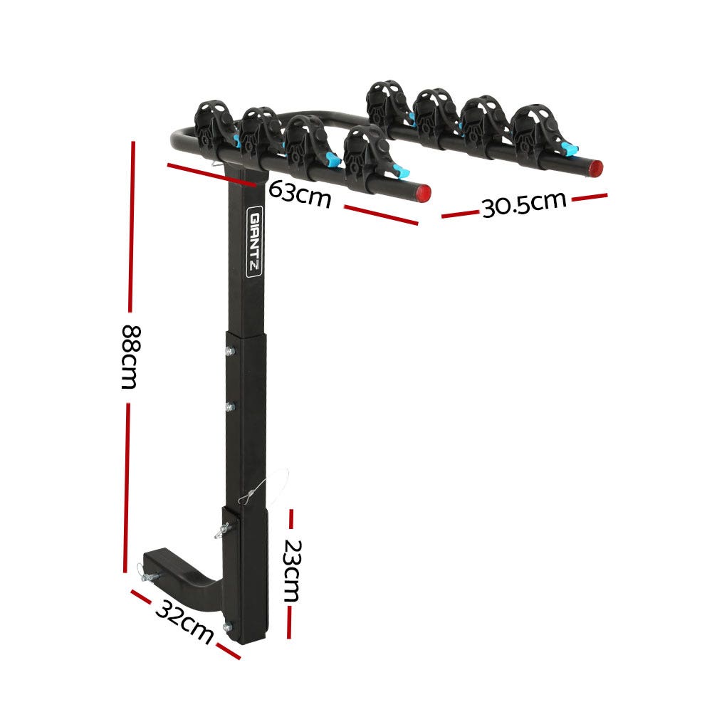 Bike Carrier 4 Bicycle Car Rear Rack Hitch Mount 2" Towbar Foldable Steel