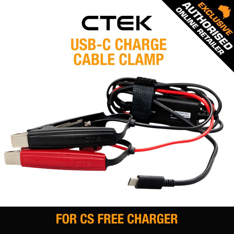 CTEK USB-C CHARGE CABLE CLAMPS for CS FREE Portable Battery Charger and Maintainer