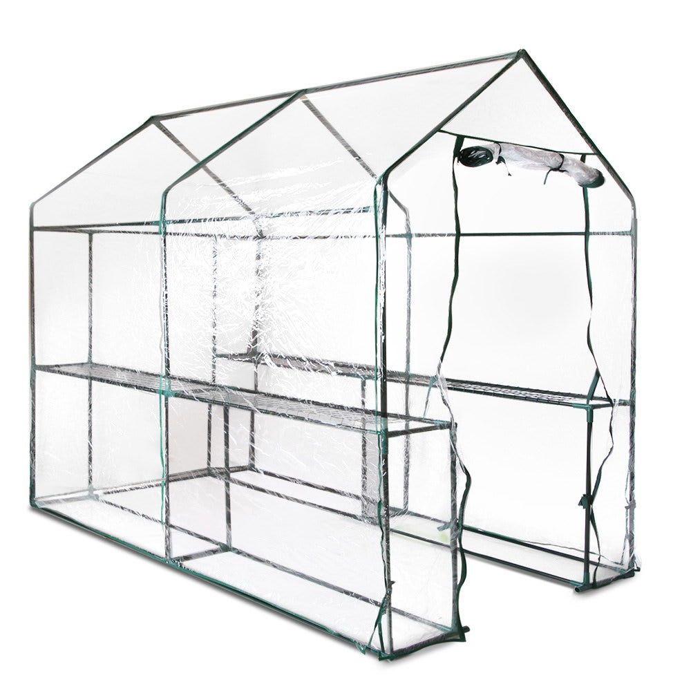 Green Fingers Greenhouse Garden Shed Green House 1.9X1.2M Storage Greenhouses Clear