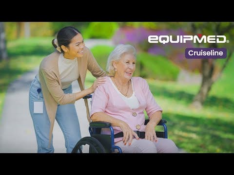 PRE-ORDER EQUIPMED Cruiseline 24" 136kg Capacity Retractable Armrests Folding Wheelchair - Blue
