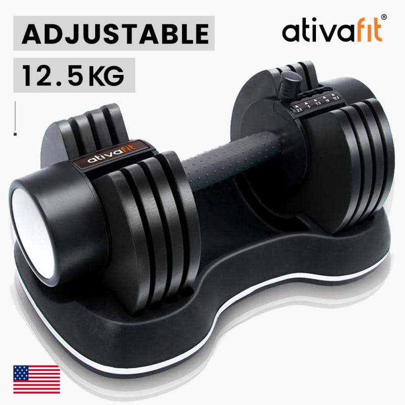 ATIVAFIT 12.5kg Adjustable Weight Dumbbell, for Home Gym Fitness Training