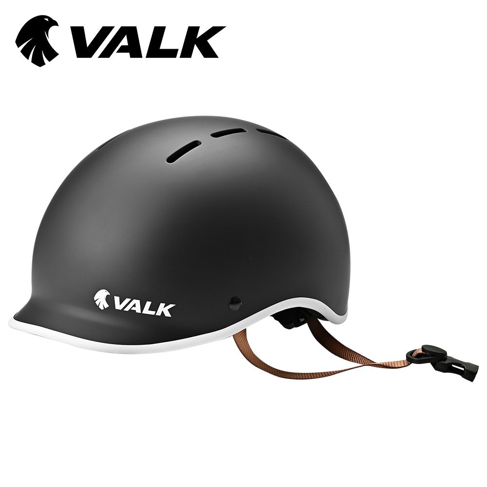VALK Retro Bike Helmet, 56-61cm S, M, L Universal Dial Fit System, Jet Black