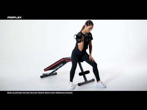 PROFLEX B200 Adjustable Incline Decline Weight Bench with Resistance Bands