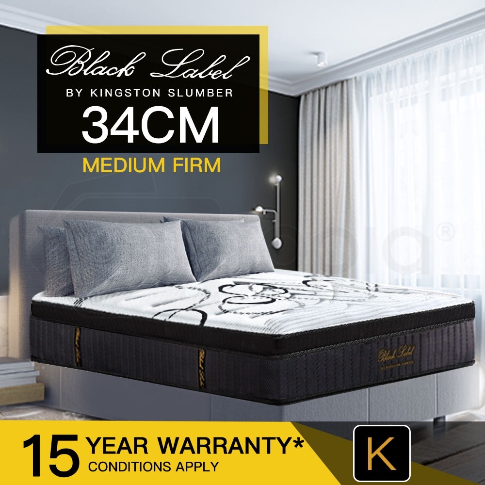 KINGSTON Mattress KING Size Bed Euro Top Pocket Spring Firm Bedding Foam 34CM