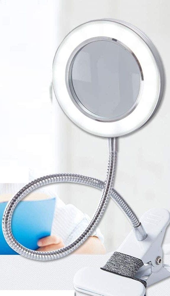 Carla Home Vikus Flexible Gooseneck & Clamp LED Illuminated 8x Magnifying Lamp - White