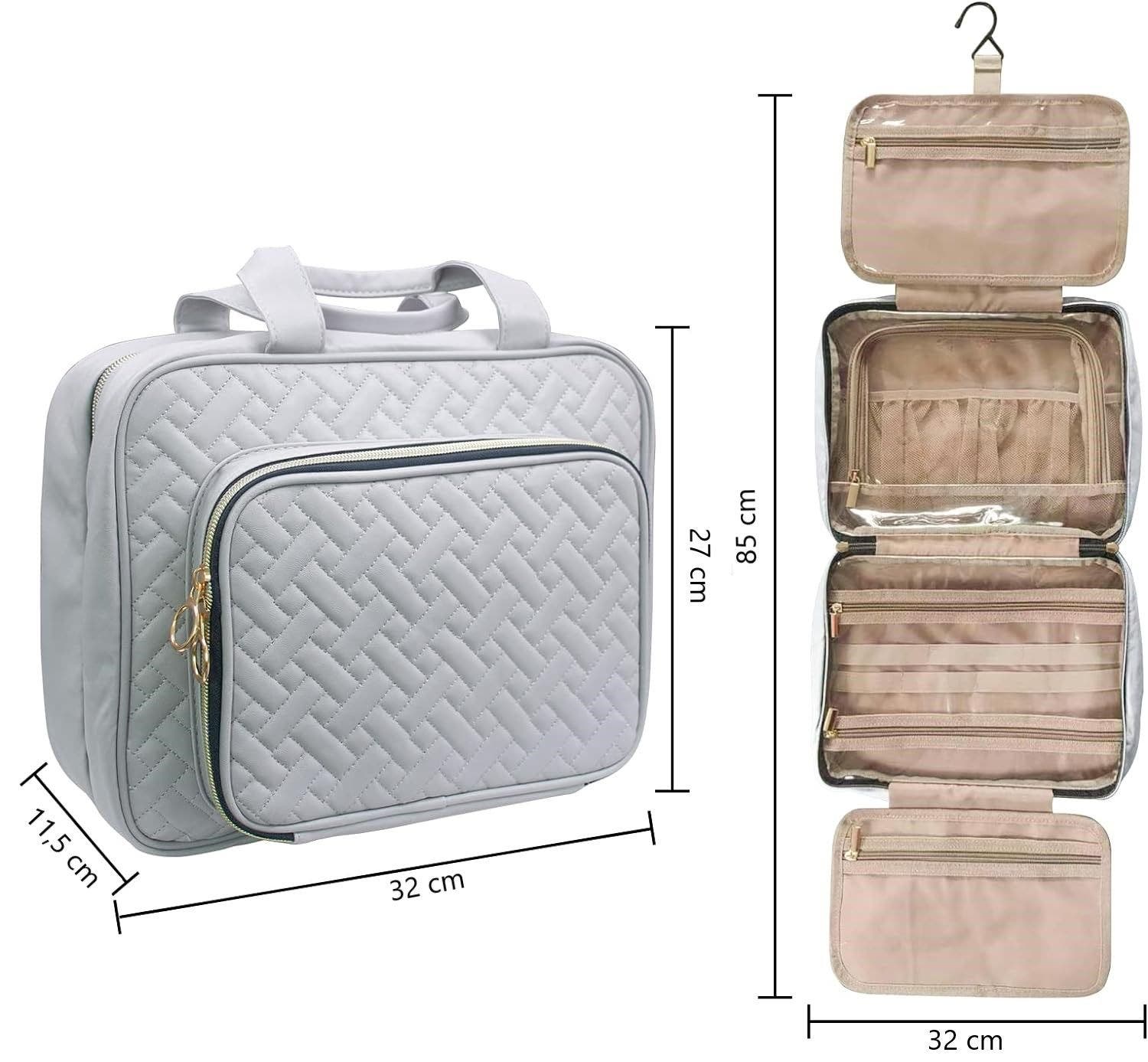 Carla Home Vikus 5-Compartment 32 x 27cm Large Toiletry Travel Bag - Grey