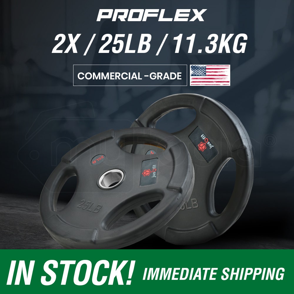 PROFLEX Pair of 25lbs Rubber-Coated Olympic Weight Plates for Gym Home Fitness Bodybuilding Weights Training