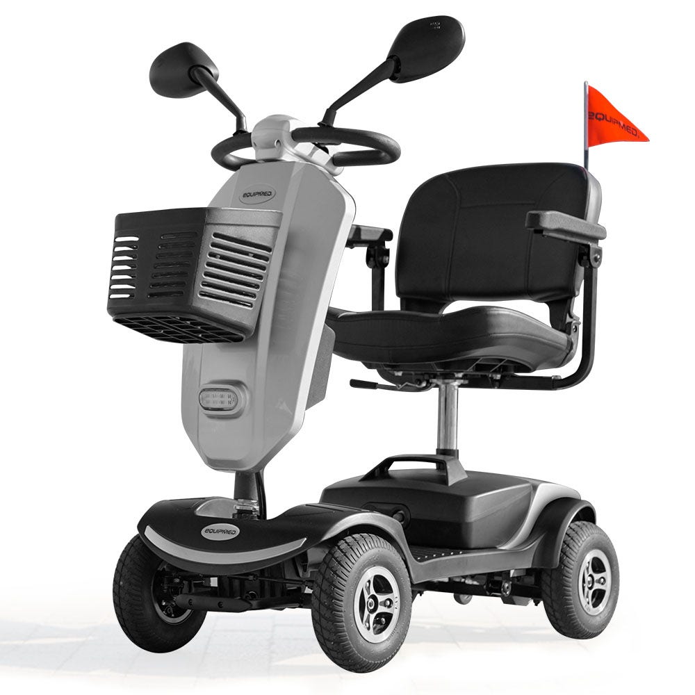 EQUIPMED Pathline Mid-Sized Electric Mobility Scooter For Elderly - Silver