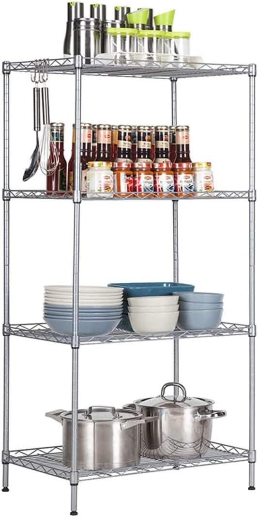 Carla Home Vikus 4-Tier 70 x 40cm Adjustable Carbon Steel Shelving Unit - Silver