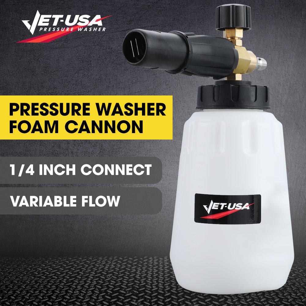 Jet-USA Soap Foam Snow Cannon with 1L Bottle, Works with Petrol and some Electric Pressure Washers