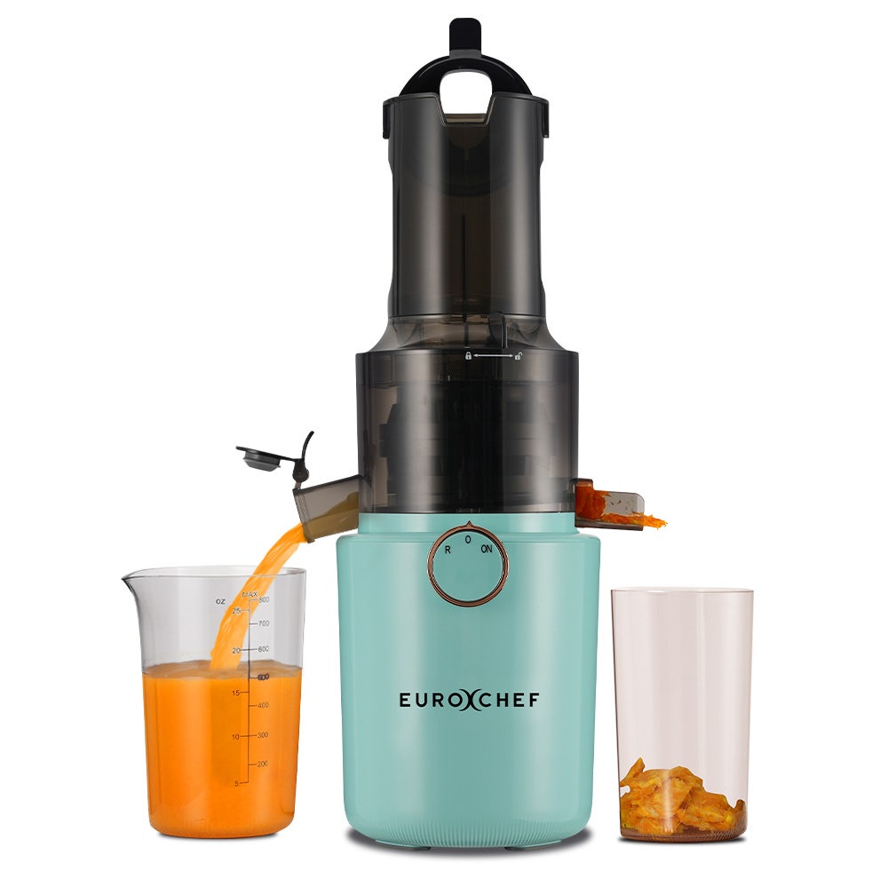 PRE-ORDER EUROCHEF Cold Press Slow Juicer Machine, Large Chute, 200W, Seafoam Green
