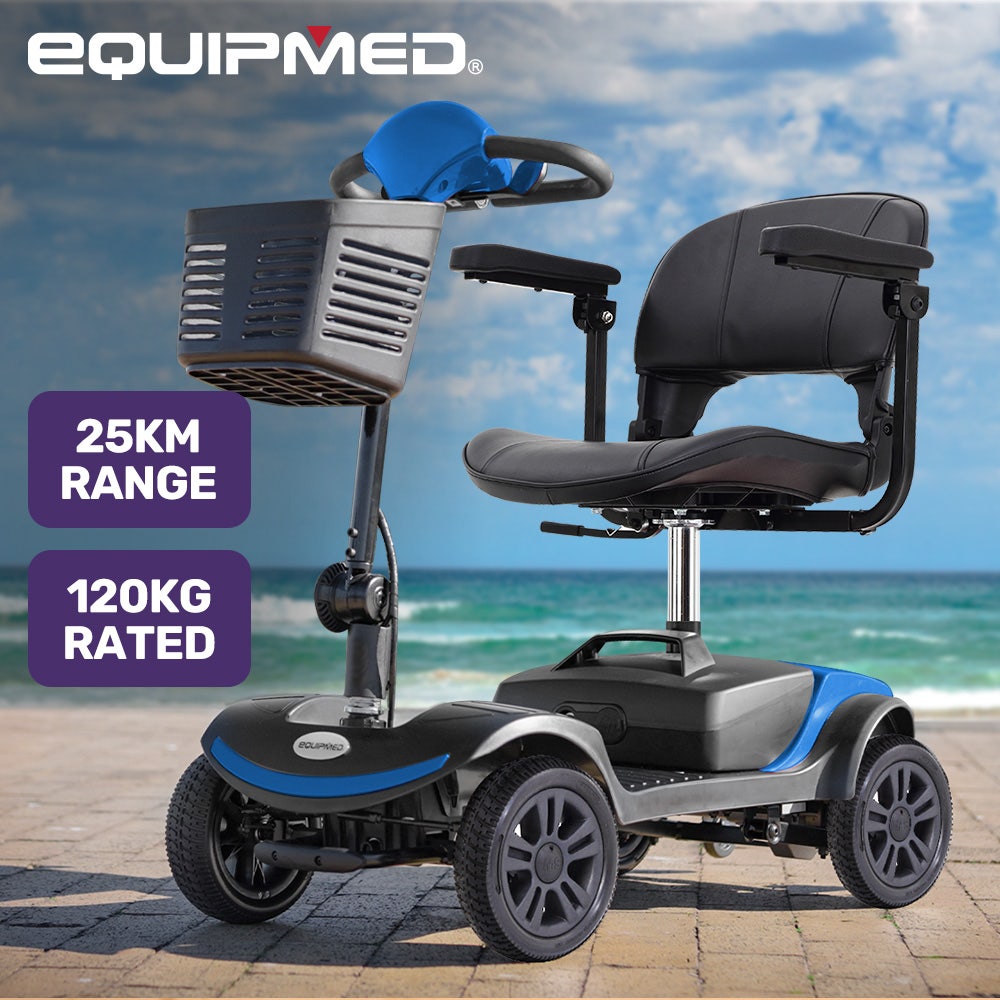 EQUIPMED SmartRider Mid-Sized Compact Electric Mobility Scooter - Black & Blue