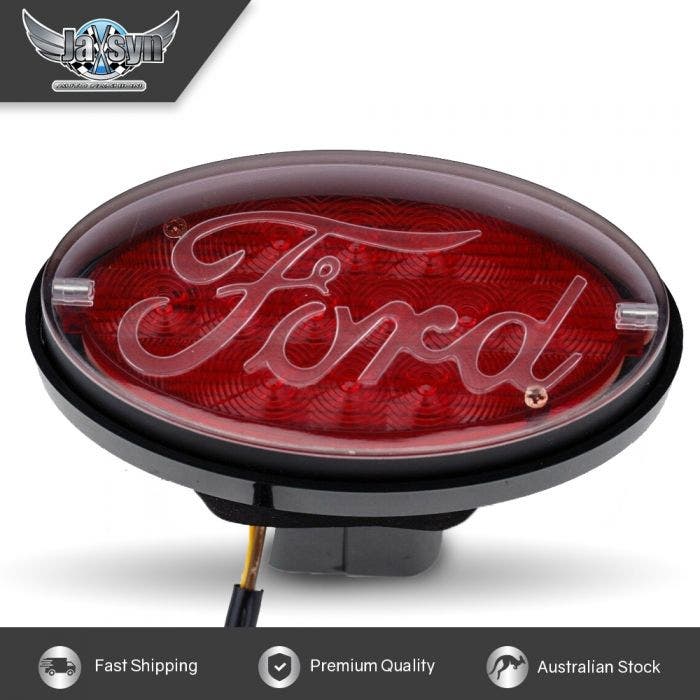JAXSYN Novelty Tow-bar / Trailer Hitch Cover - Red Oval Ford logo Brake light