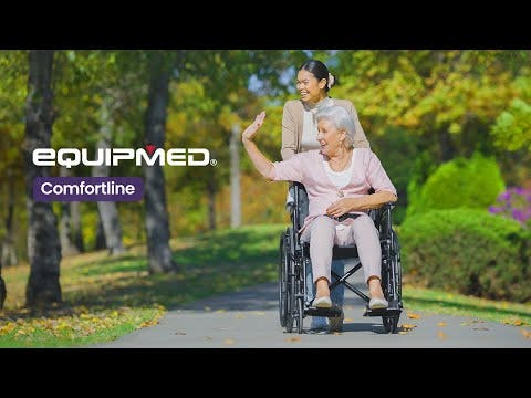 EQUIPMED Comfortline 24" 136kg Capacity XL-Wide Quick-Folding Wheelchair - Black