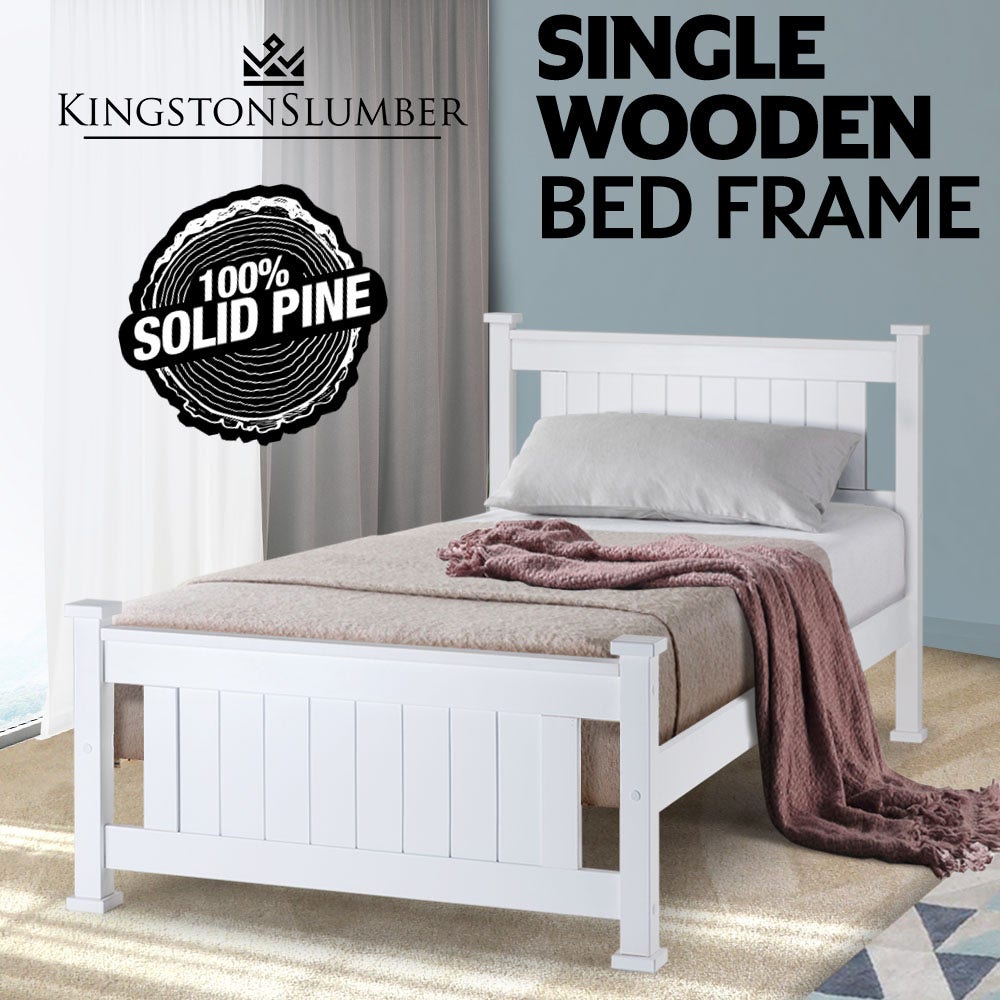 KINGSTON SLUMBER Single Wooden Bed Frame, Bedroom Furniture for Kids and Adults