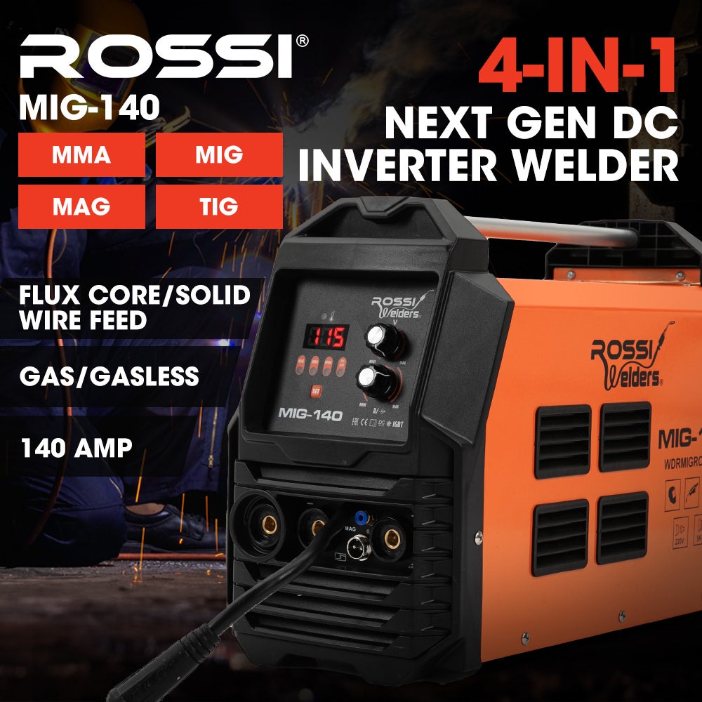 ROSSI 140A MIG/MAG/MMA/ARC/TIG Multi-Purpose Welder MIG-140, Flux/Solid Wire/CO2 Or Argon Gas