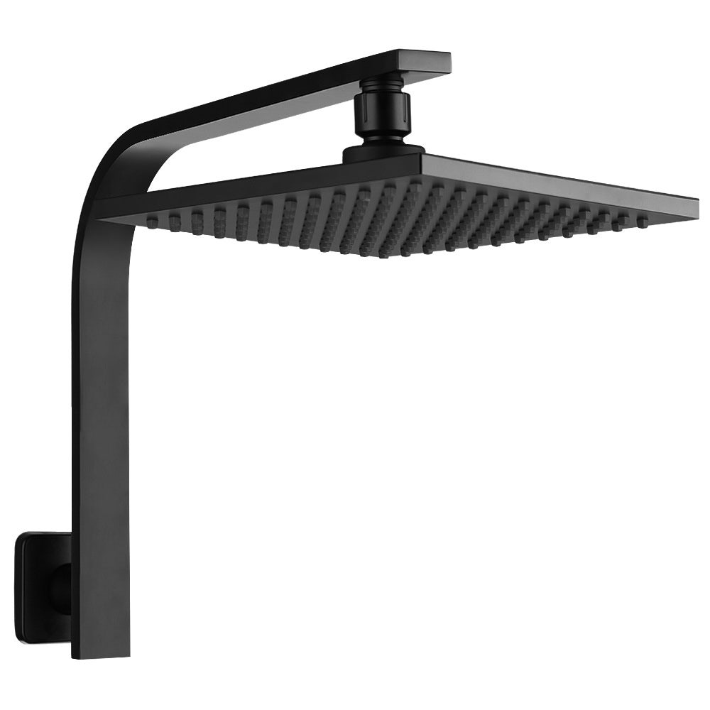 Cefito WELS 8'' Rain Shower Head Set Square High Pressure Wall Arm DIY Black