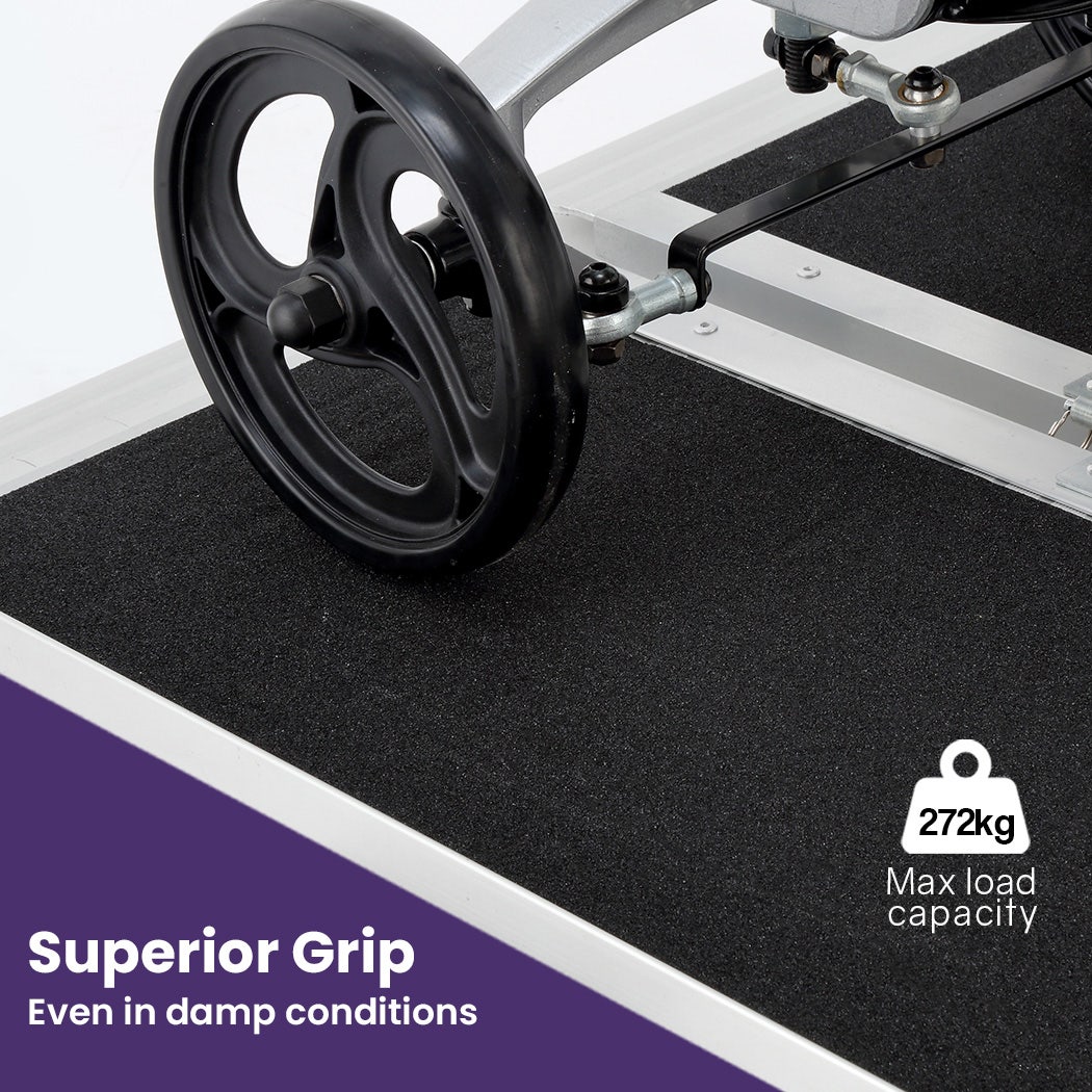 EQUIPMED 123cm Portable Folding Aluminium Access Ramp, 272kg Rated, Black Ultra-Grip, for Wheelchair, Mobility Scooter