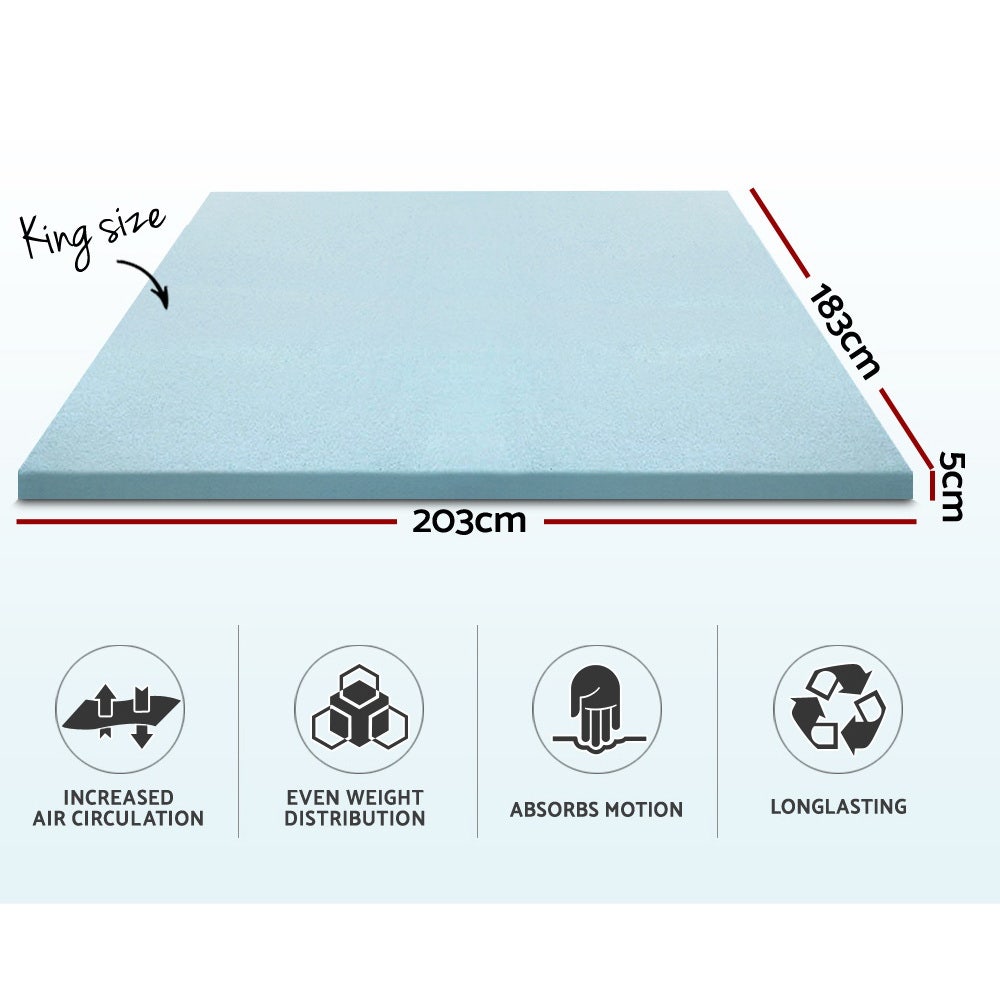 Giselle Bedding Cool Gel Memory Foam Mattress Topper w/ Bamboo Cover 5cm - King